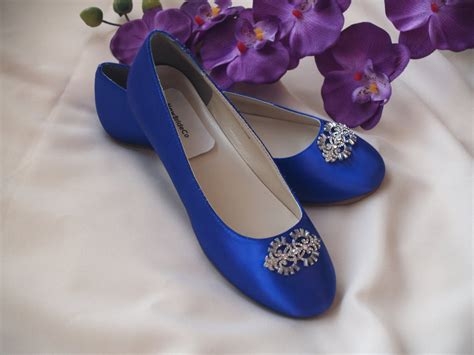 Wedding Flat Royal Blue Shoes With Brooch Royal Blue Plus 200 Etsy
