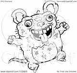 Ugly Rat Cartoon Jumping Outlined Coloring Clipart Vector Thoman Cory Royalty sketch template
