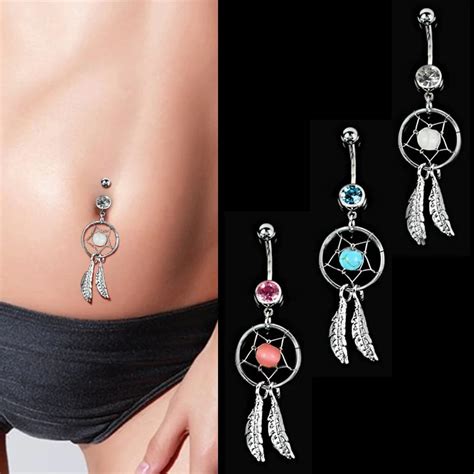 Sexy Stainless Steel Round Dangle Navel Belly Button Rings Belly Navel