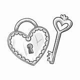 Key Heart Lock Sketch Shape Vector sketch template