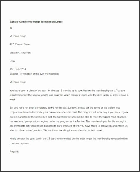 gym membership cancellation letter template sampletemplatess