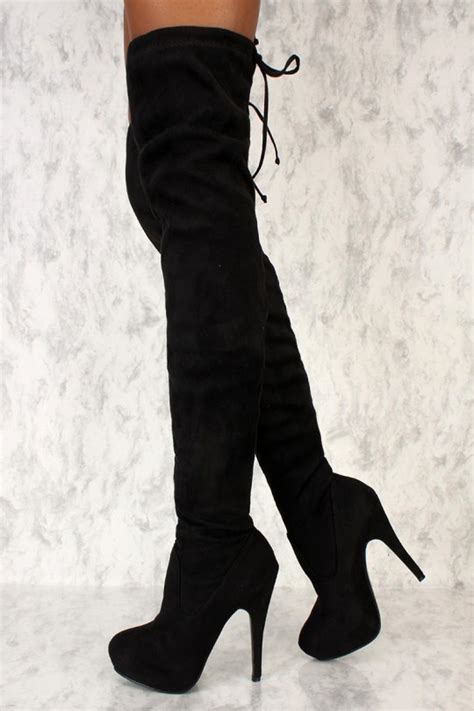 sexy black platform pump thigh high ami clubwear boots