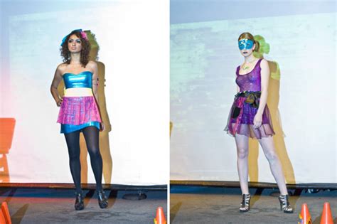 strapless and in spandex models strut their superhero