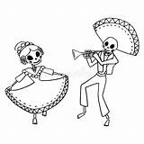 Mexikaner Weißem Tanzende Isolierten Illustrationen sketch template
