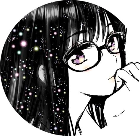 Anime Girl Glasses Monochrome Circle Icons Image