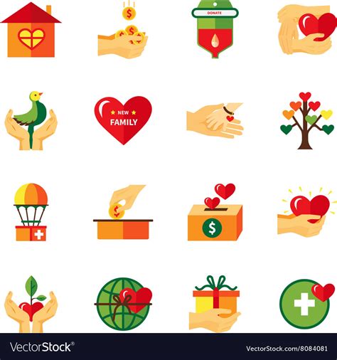 charity symbols flat icons set royalty  vector image