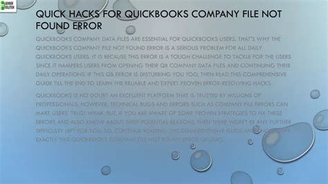Ppt An Easy Guide To Fix Quickbooks Company File Not Found Issue