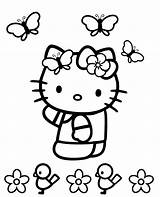 Coloring Kitty Butterflies Hello Print Spring sketch template