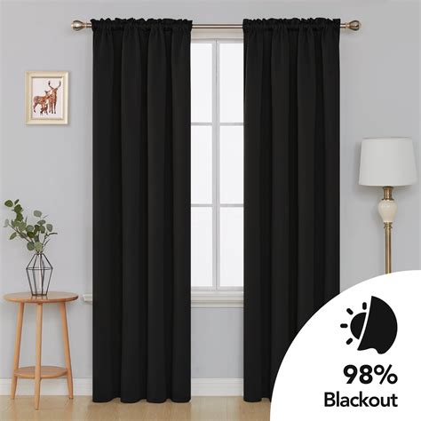 deconovo black blackout curtains rod pocket curtain panels thermal