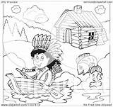 Native American Coloring Cabin Outline Boating Illustration Printable Color Royalty Visekart Clipart Pages Clip Vector Getcolorings Clipground sketch template