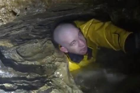 Video Sheer Panic As Man Gets Stuck In Cave As Water