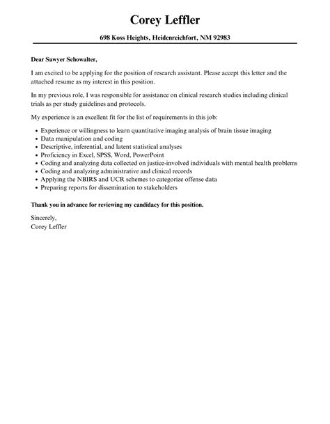 research assistant cover letter velvet jobs