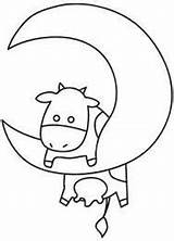 Embroidery Cow Moon Over Coloring Drawing Patterns Jumped Designs Cute Easy Stencils Jumping Applique Machine Baby Funny Hand Pages Ribbon sketch template