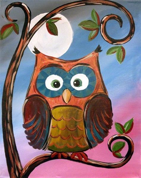 cute happy owl  canvas painting ideas  canvaspaintingprojects