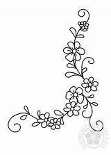 Corner Flower Printable Embroidery Flowers Templates Patterns sketch template