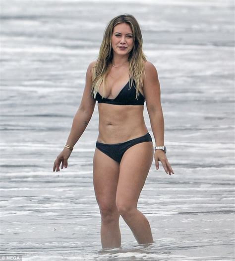 Hilary Duff Reveals Spectacular Body In Tiny Black Bikini Daily Mail