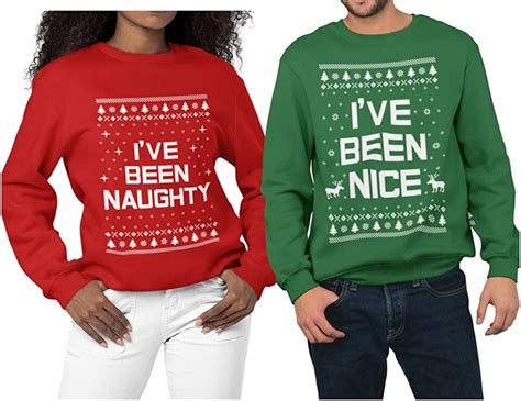 naughty and nice matching ugly christmas sweaters best ugly christmas