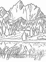 Ausmalbilder Landschaft Berge Wald Hügel Insel Bäumen Gras Bedeckt Raskrasil sketch template
