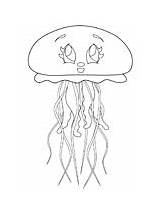 Jellyfish Coloring Face Cute Pages Ws sketch template
