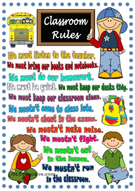 classroom rules poster  eflesl pinterest classroom rules