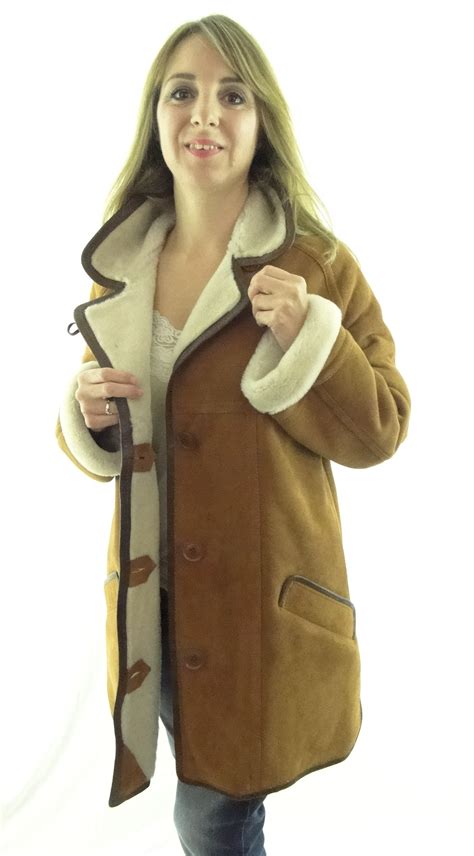 ladies classic sheepskin coat  tan  brown