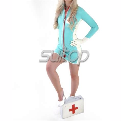 suitop women s rubber latex long sleeve nurse uniform