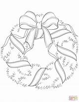 Christmas Coloring Wreath Bow Pages Red Supercoloring sketch template