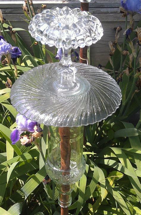 Repurposed Glass Garden Totem Glass Garden Art Glass Garden Garden Art