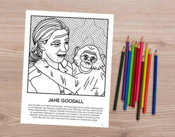 coloring page jane goodall  colouring herstory tpt
