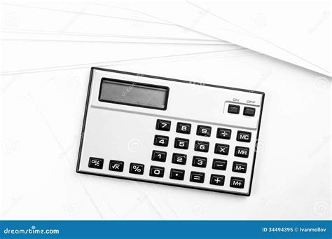 calculator  blank paper sheets royalty  stock photo image
