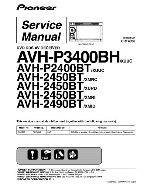 pioneer avh pbh pbt bt bt service manual  schematics eeprom repair