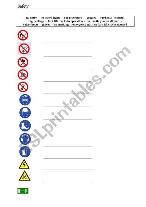 printable safety signs worksheets desalas template