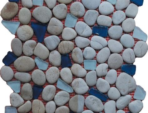 Sea Glass Tile And Pebbles Aqua Marine Mosaic Blend Box
