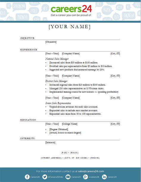 another 4 free downloadable cv templates for south african
