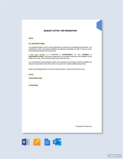 request letter  promotion google docs word apple pages
