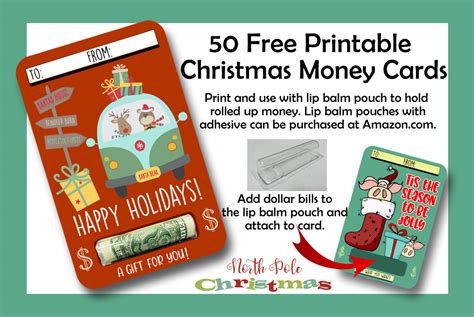 printable christmas money cards  money holders