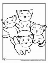 Coloring Kawaii Pages Kittens Printable sketch template