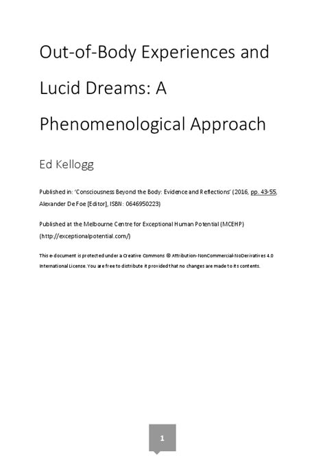 body experiences  lucid dreams  phenomenological