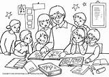 Teacher Colouring Pages Children People School Coloring Kids Reading Classroom Help Who Colour Color Village Activity Activityvillage Students Sheet Print sketch template