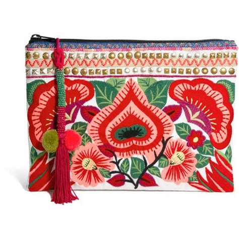 asos clutch bag  floral embroidery    polyvore featuring bags handbags