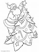 Christmas Tree Coloring Pages Santa Claus Decorate Printable Holiday sketch template
