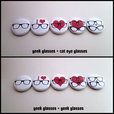 geek glasses nerd love five button set · mashatshoppe · online store powered by storenvy