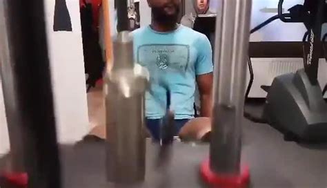 my big black dick slips out my shorts while working out