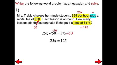 word problems involving multi step equations youtube