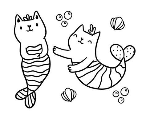mermaid cats coloring page coloringcrewcom