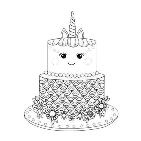 cute unicorn cake coloring pages  printable coloring pages
