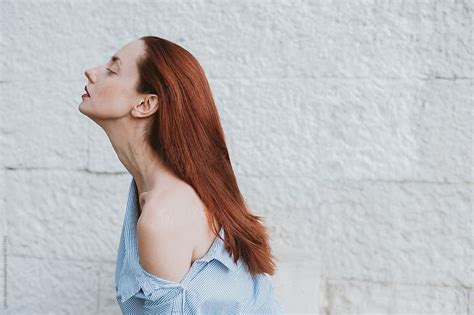 profile   woman  beautiful long neck  stocksy contributor