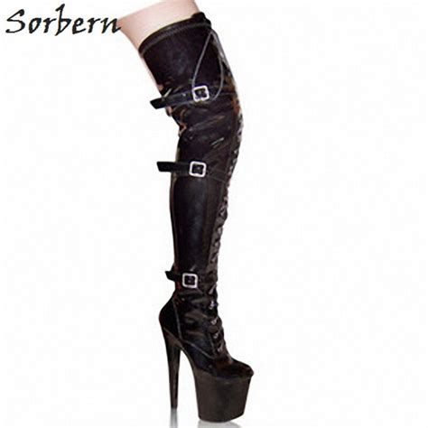 Sorbern Sexy Buckle Straps Women Boots 20cm Extreme High Heels