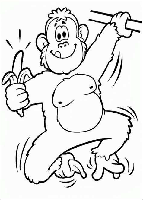 animal monkey  banana coloring page