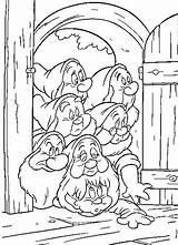 Coloring Disney Dwarfs Pages Seven Snow sketch template